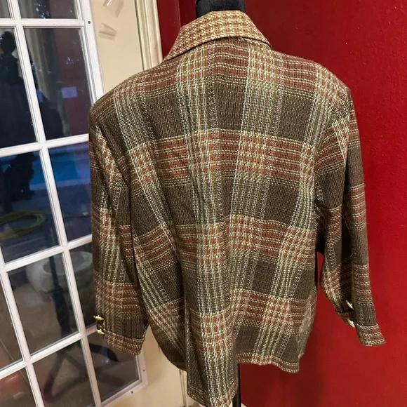 Plaid Double-Breasted Women's Jacket - Picture 2 of 9
